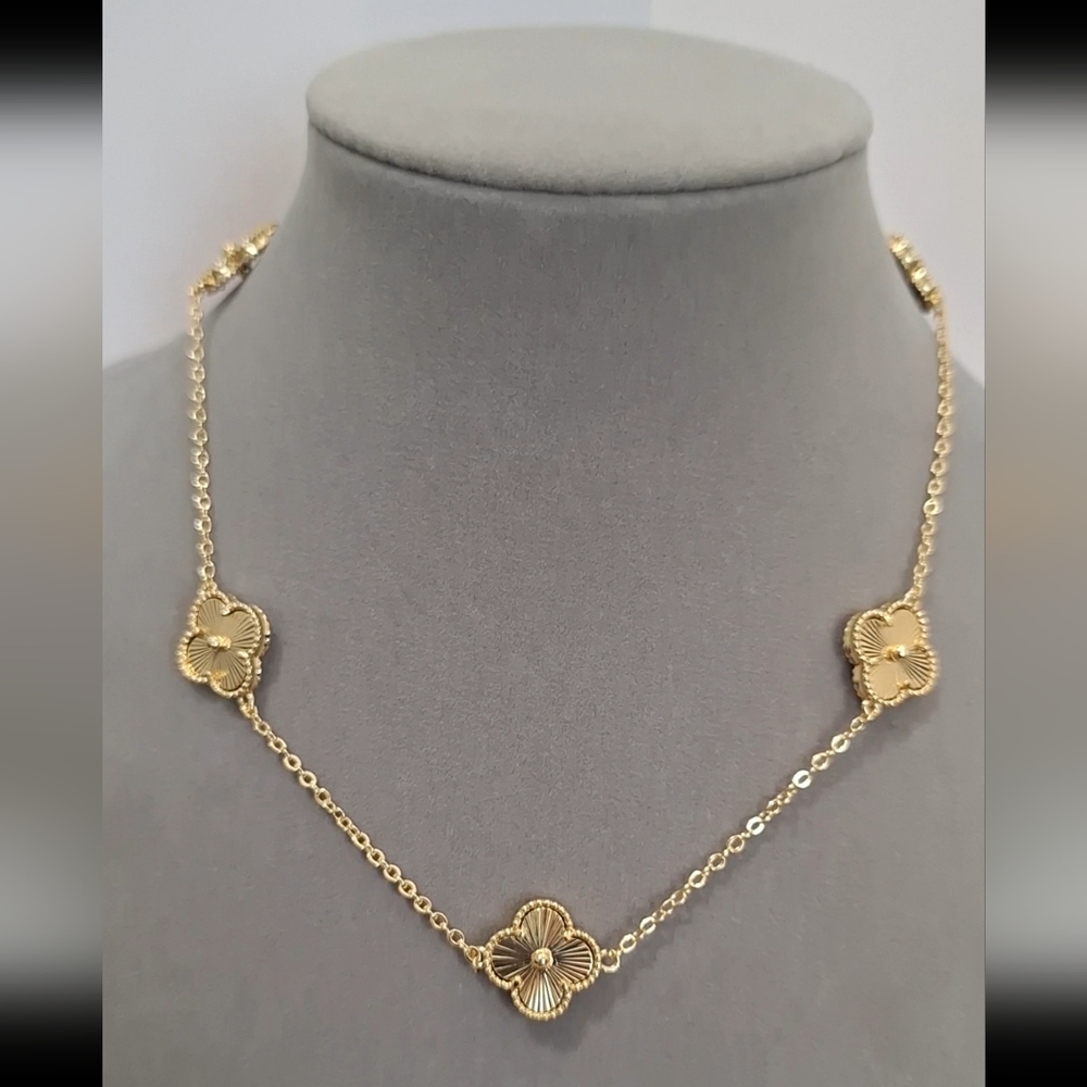 14 kt Gold filled double side Clover Necklace.